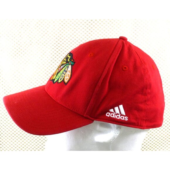 Chicago Blackhawks Indian Logo Red Stretch Fit Cap L/XL By Adidas - Picture 4 of 6